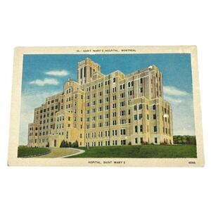 Vintage Colored Printed Postcard St‎ Marys Hospital Cote-des-Neiges Montreal
